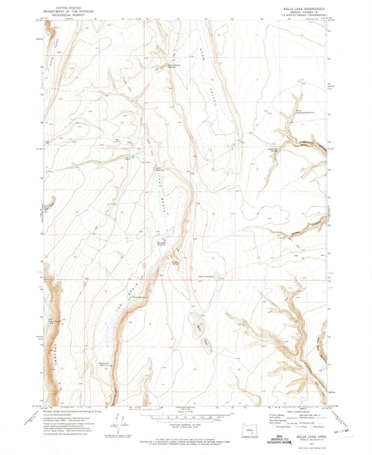 Classic USGS Balls Lake Oregon 7.5'x7.5' Topo Map Image