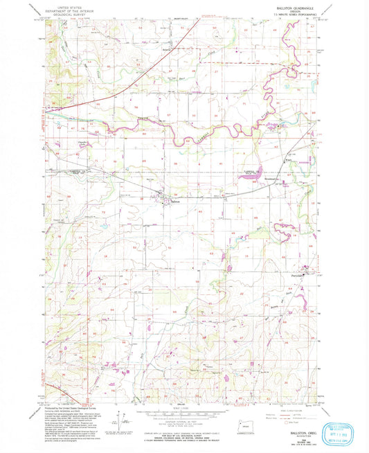 Classic USGS Ballston Oregon 7.5'x7.5' Topo Map Image