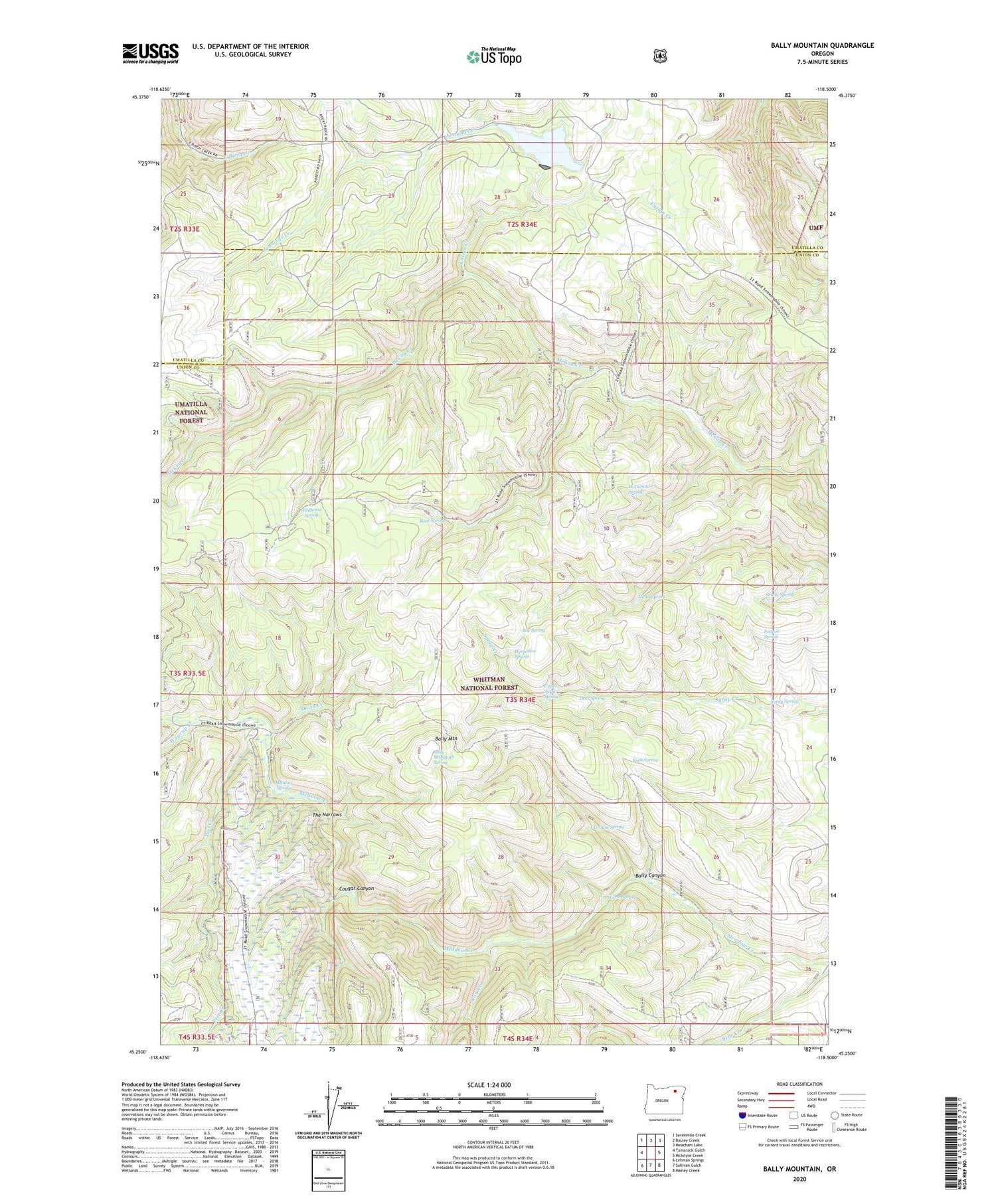 Bally Mountain Oregon US Topo Map Image