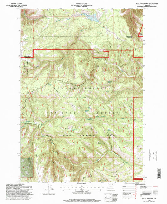 Classic USGS Bally Mountain Oregon 7.5'x7.5' Topo Map Image