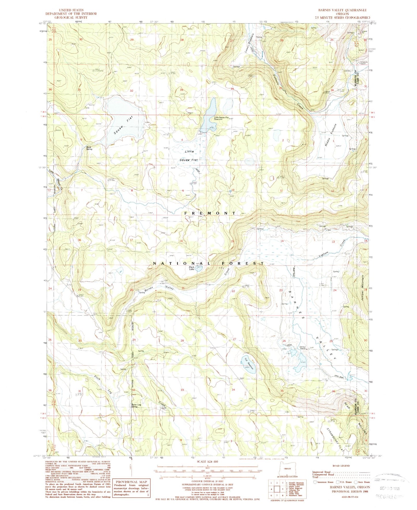 Classic USGS Barnes Valley Oregon 7.5'x7.5' Topo Map Image