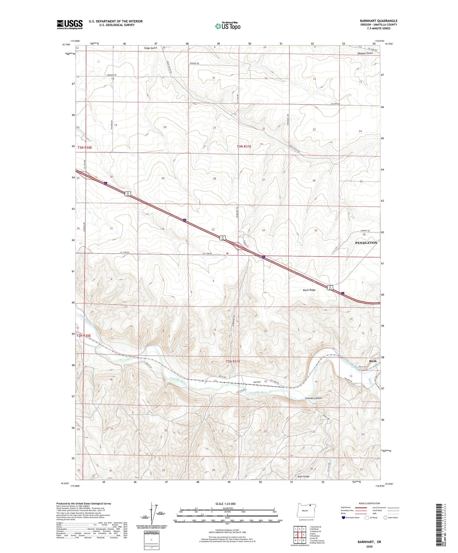 Barnhart Oregon US Topo Map Image