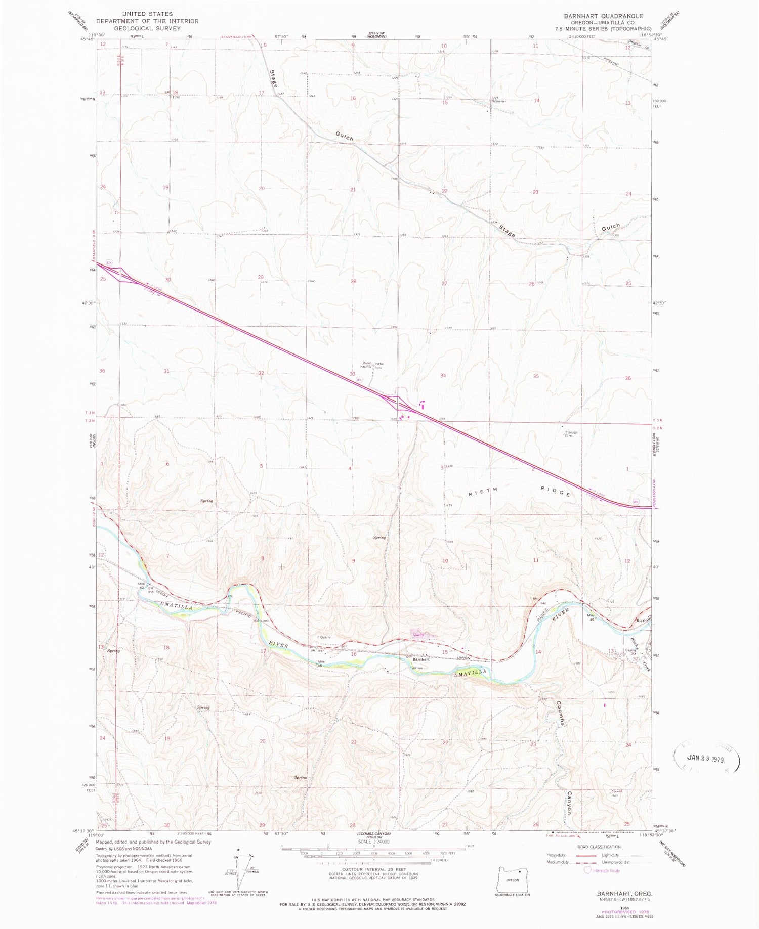 Classic USGS Barnhart Oregon 7.5'x7.5' Topo Map Image