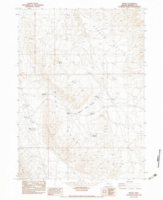 Classic USGS Basque Oregon 7.5'x7.5' Topo Map Image