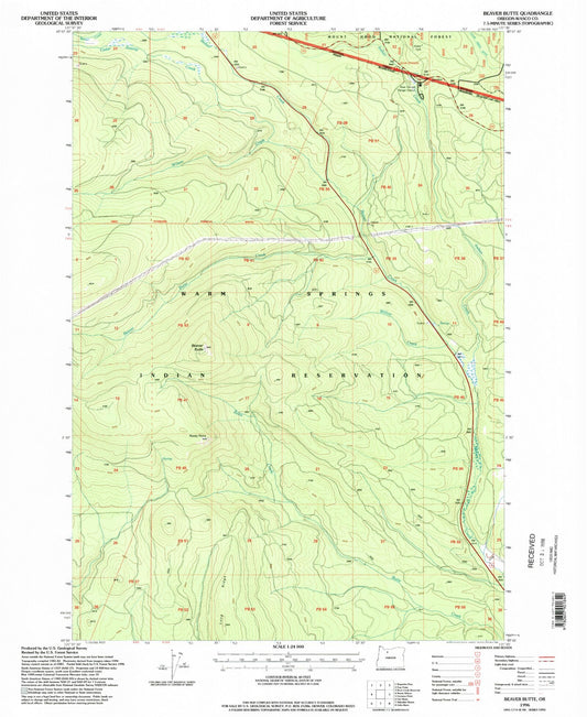 Classic USGS Beaver Butte Oregon 7.5'x7.5' Topo Map Image
