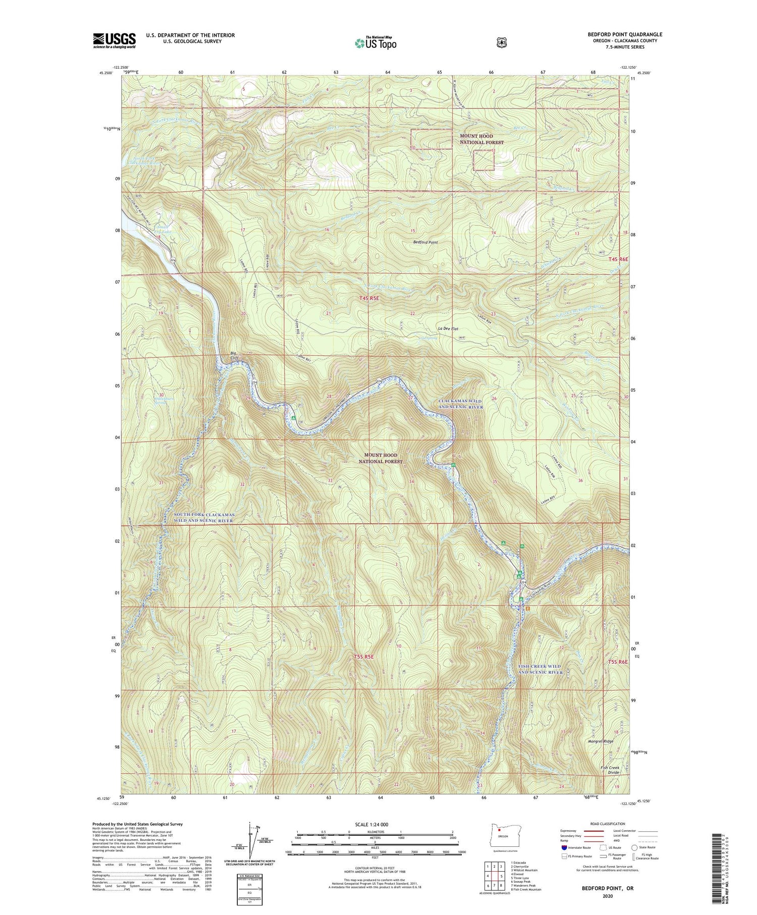 Bedford Point Oregon US Topo Map Image