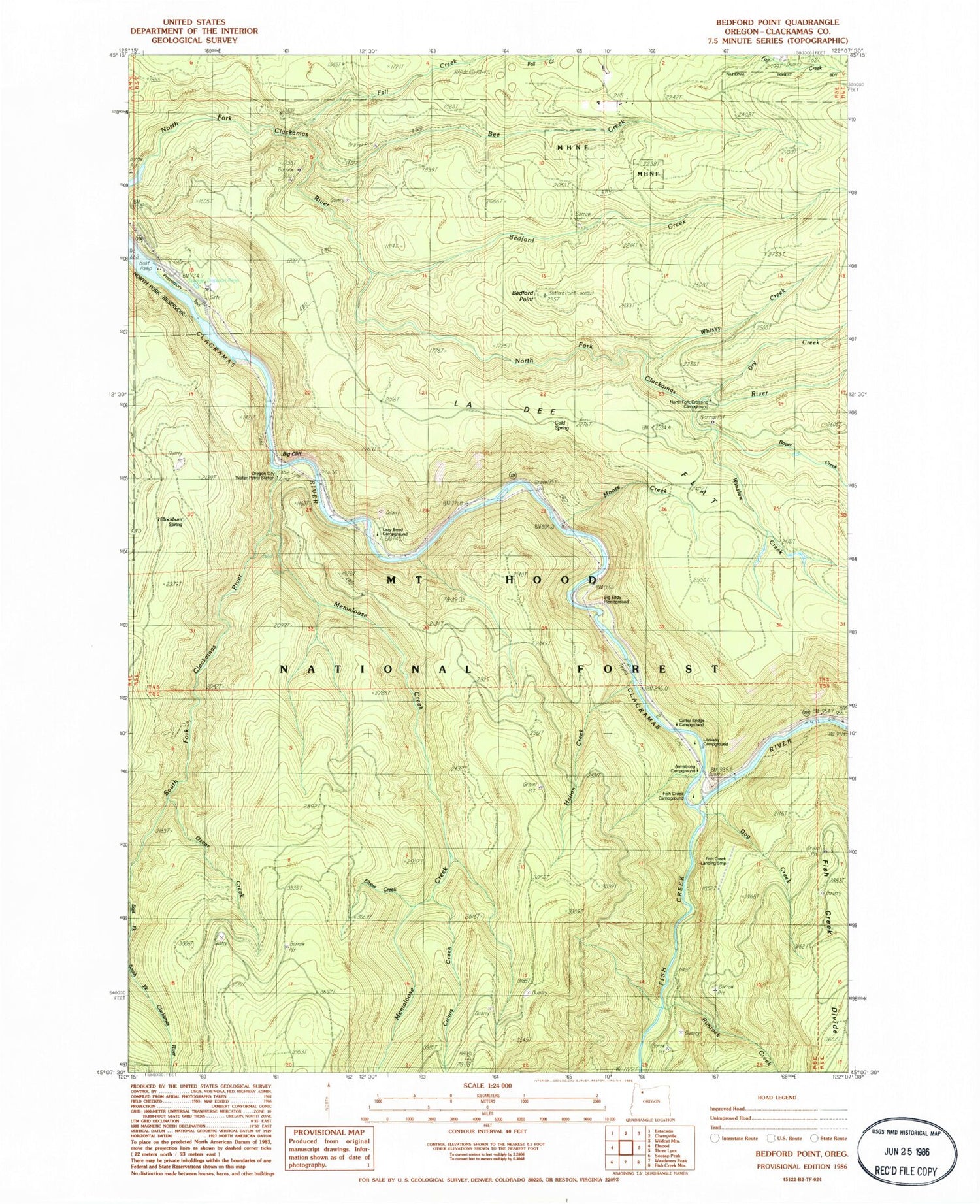 Classic USGS Bedford Point Oregon 7.5'x7.5' Topo Map Image