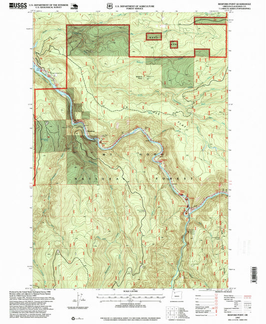 Classic USGS Bedford Point Oregon 7.5'x7.5' Topo Map Image