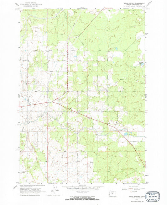 Classic USGS Bend Airport Oregon 7.5'x7.5' Topo Map Image