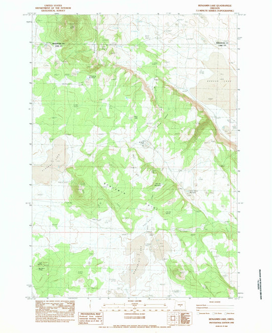 Classic USGS Benjamin Lake Oregon 7.5'x7.5' Topo Map Image