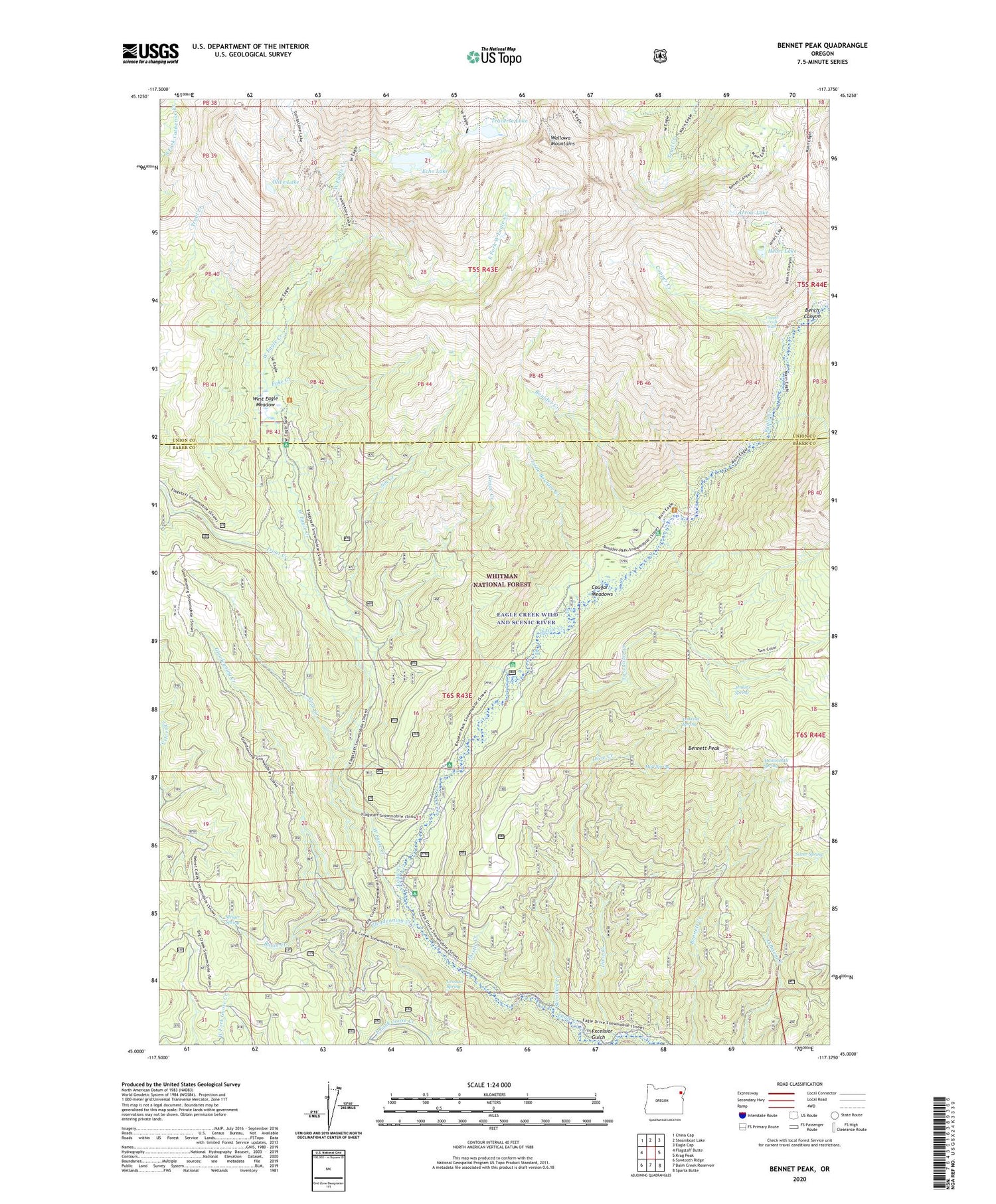 Bennet Peak Oregon US Topo Map Image