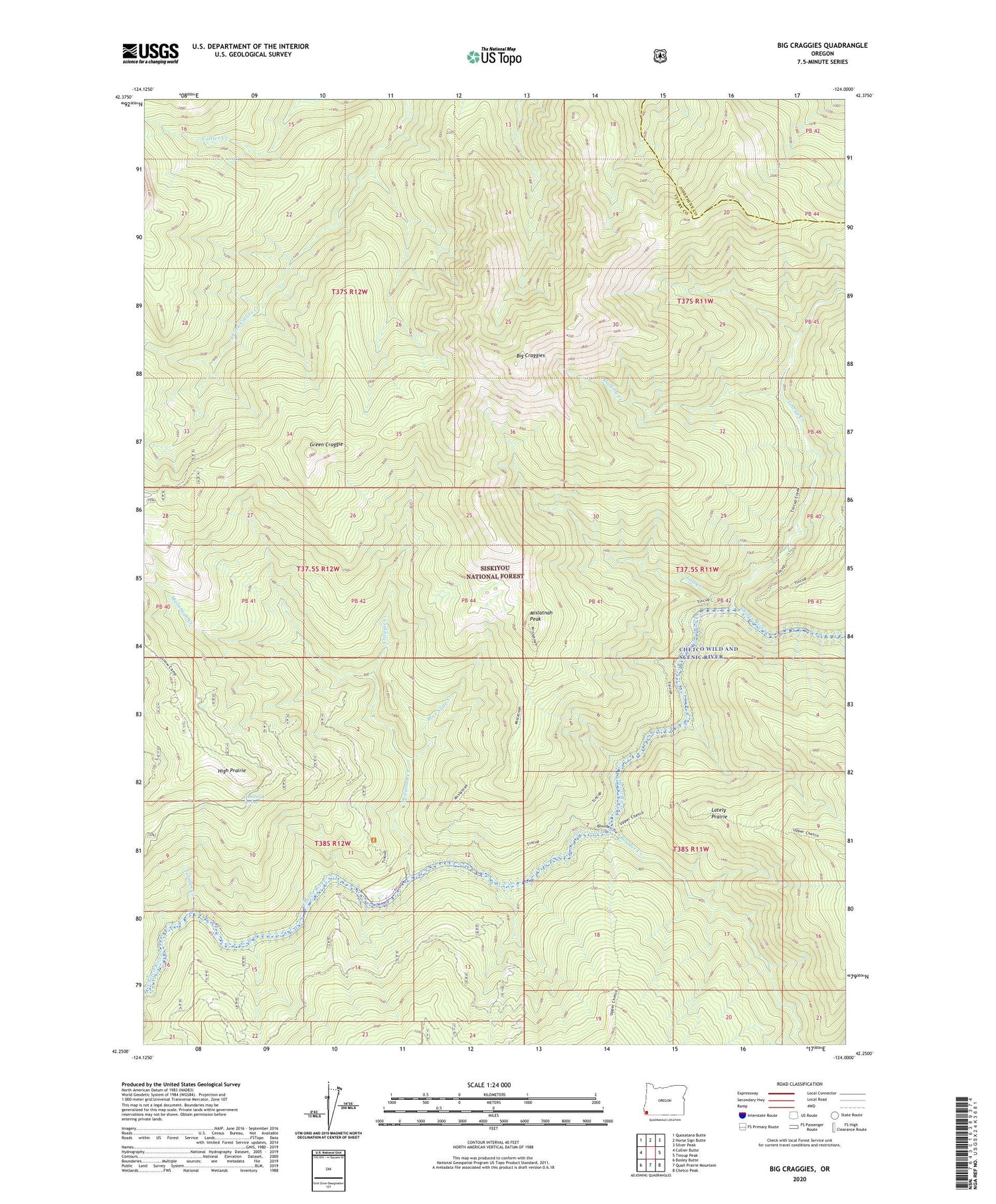 Big Craggies Oregon US Topo Map Image