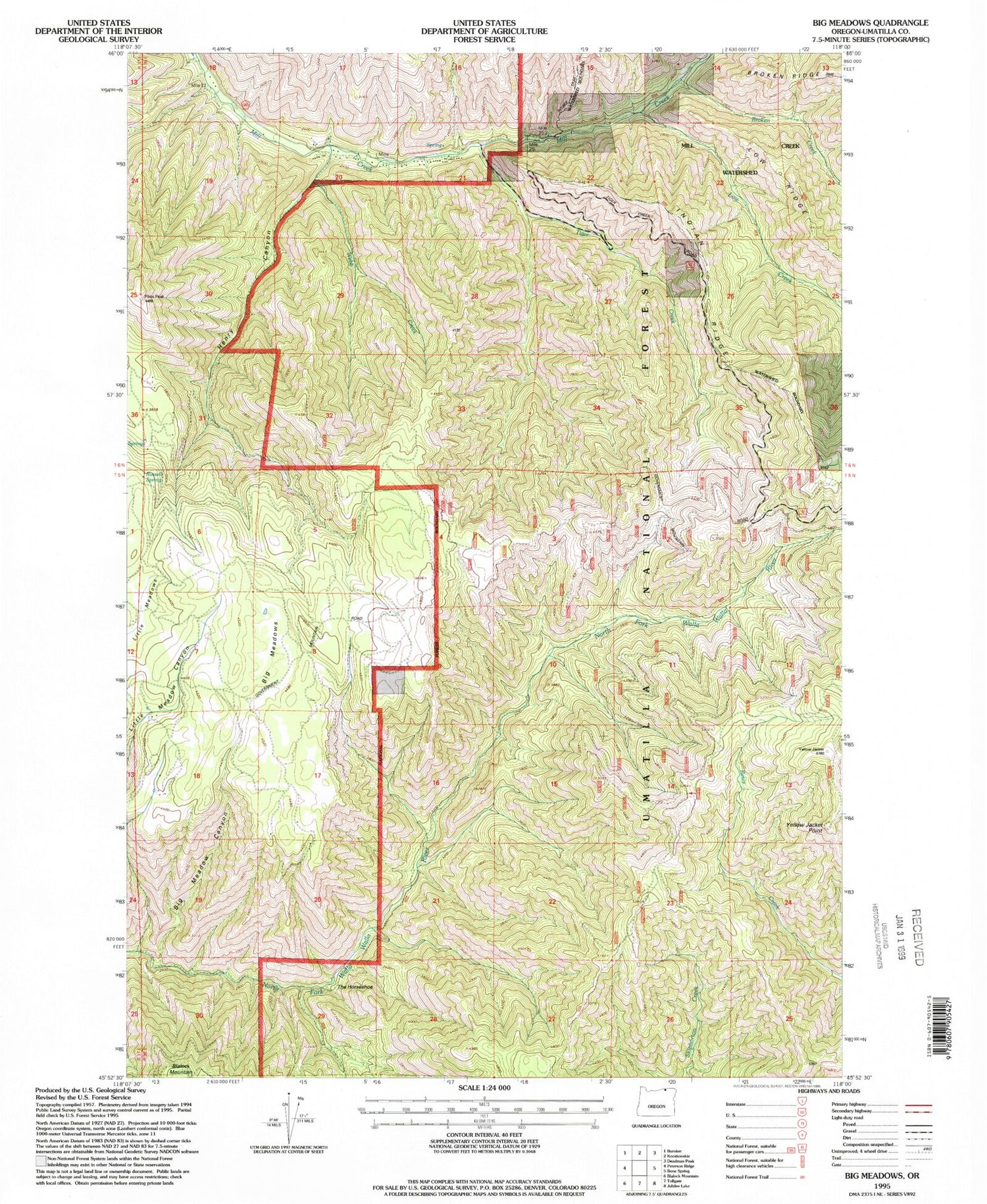 Classic USGS Big Meadows Oregon 7.5'x7.5' Topo Map Image