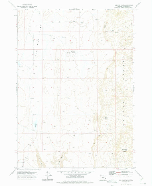 Classic USGS Big Mud Flat Oregon 7.5'x7.5' Topo Map Image