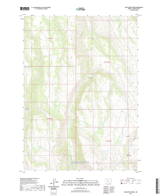 Big Pasture Creek Oregon US Topo Map Image