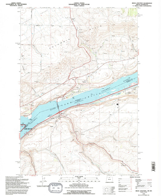 Classic USGS Biggs Junction Oregon 7.5'x7.5' Topo Map Image