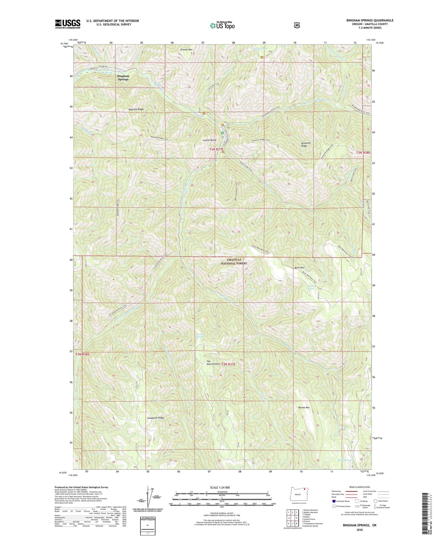 Bingham Springs Oregon US Topo Map Image