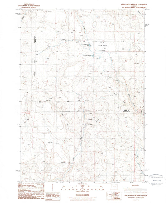 Classic USGS Birch Creek Meadow Oregon 7.5'x7.5' Topo Map Image