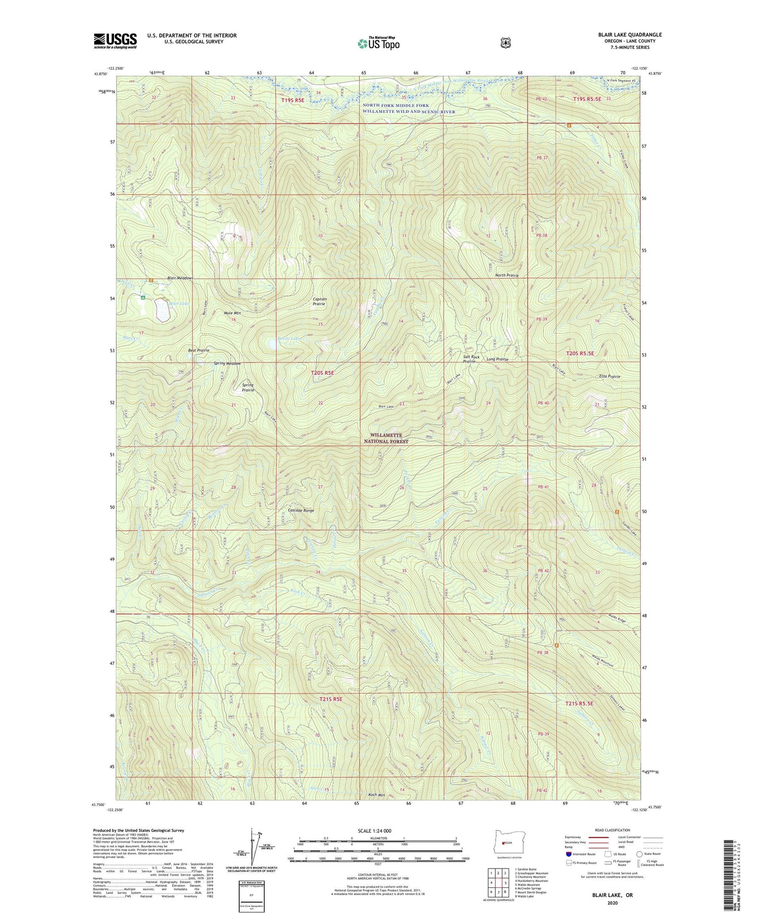 Blair Lake Oregon US Topo Map Image