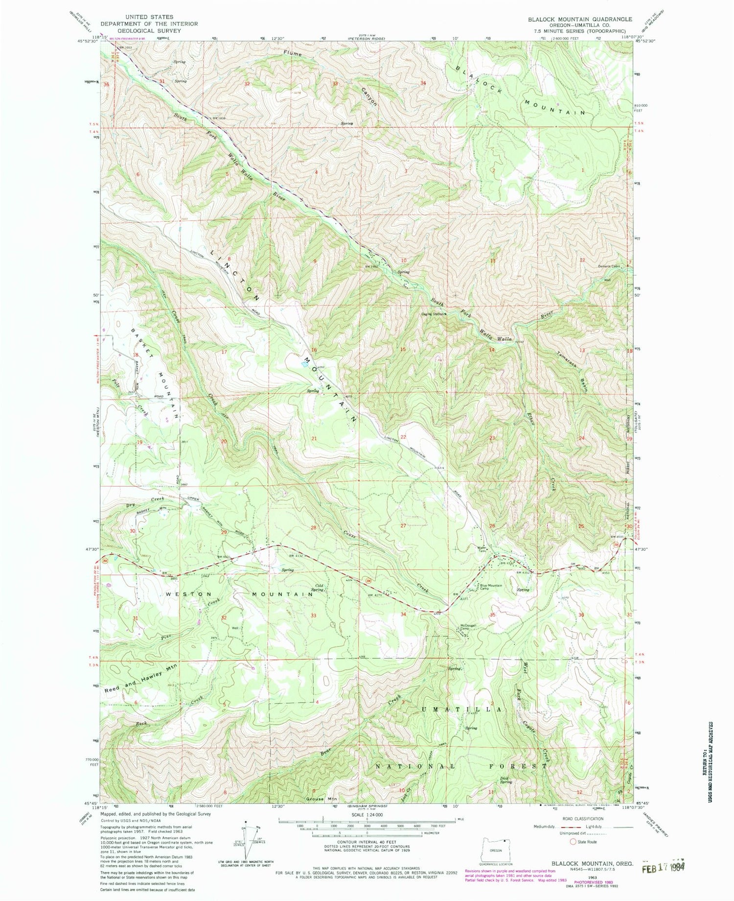 Classic USGS Blalock Mountain Oregon 7.5'x7.5' Topo Map Image
