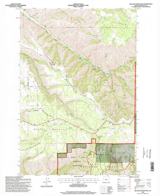 Classic USGS Blalock Mountain Oregon 7.5'x7.5' Topo Map Image