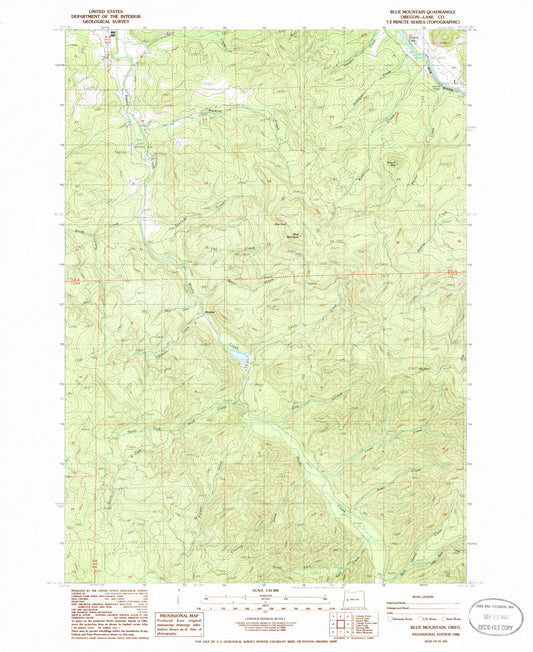 Classic USGS Blue Mountain Oregon 7.5'x7.5' Topo Map Image