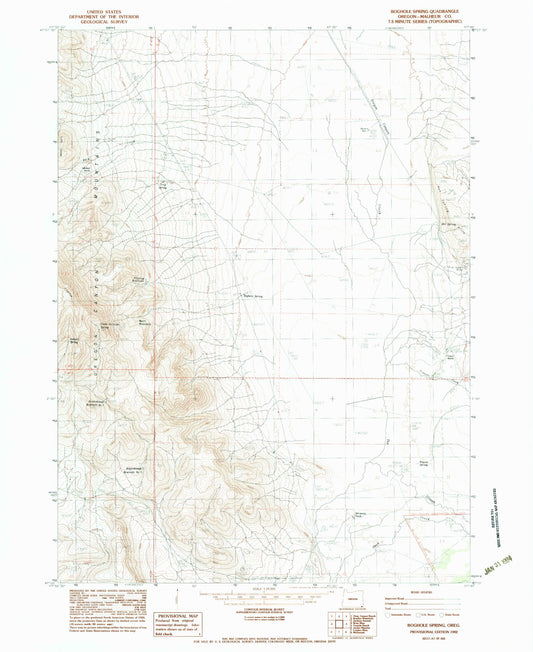 Classic USGS Boghole Spring Oregon 7.5'x7.5' Topo Map Image