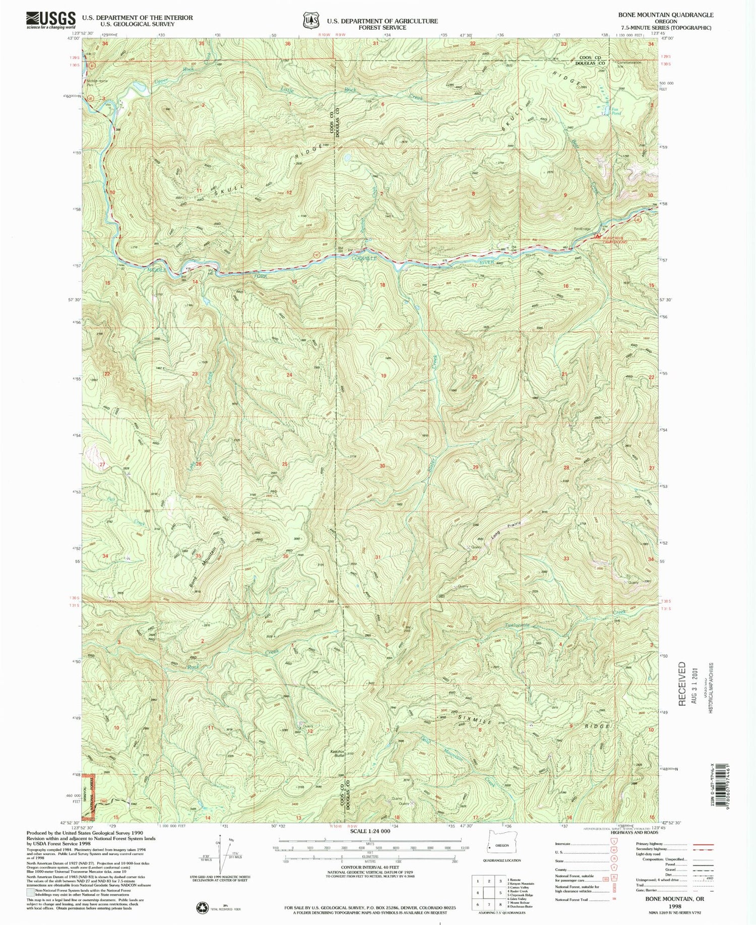 Classic USGS Bone Mountain Oregon 7.5'x7.5' Topo Map Image