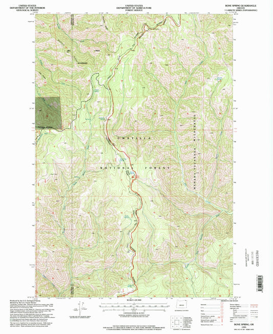 Classic USGS Bone Spring Oregon 7.5'x7.5' Topo Map Image