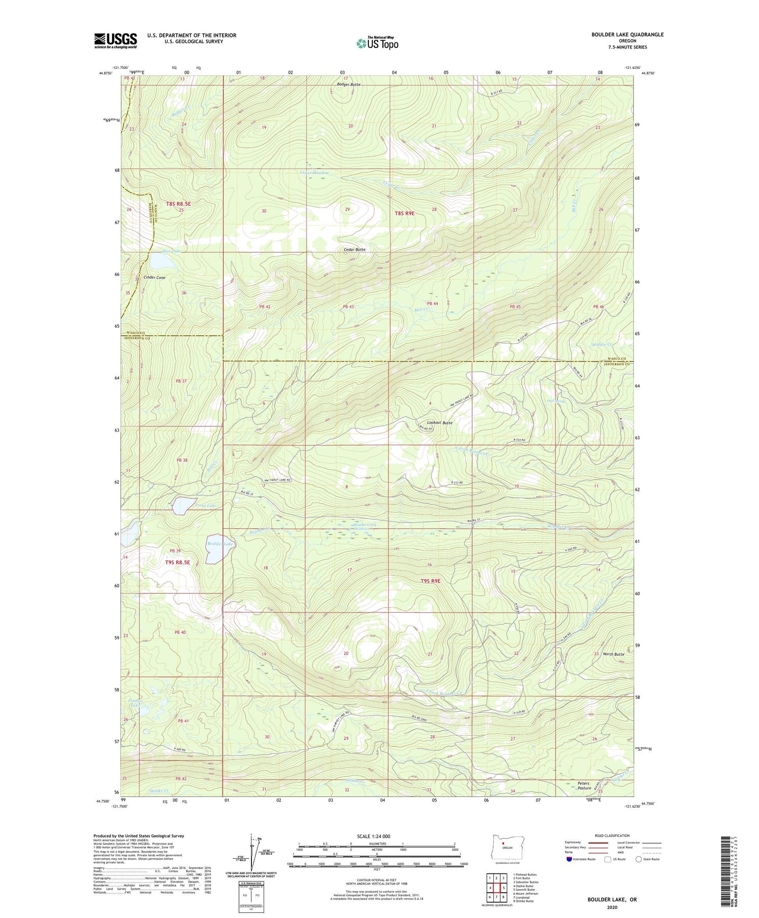 Boulder Lake Oregon US Topo Map Image