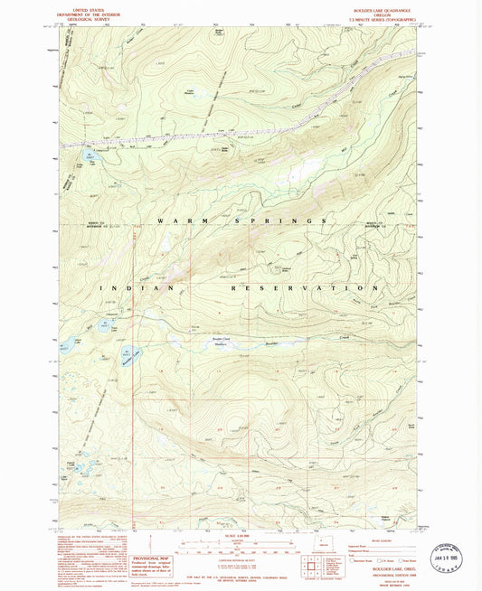 Classic USGS Boulder Lake Oregon 7.5'x7.5' Topo Map Image