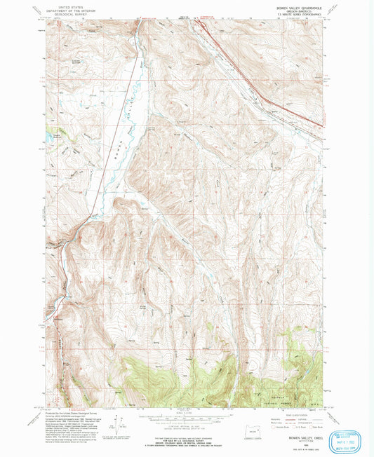 Classic USGS Bowen Valley Oregon 7.5'x7.5' Topo Map Image