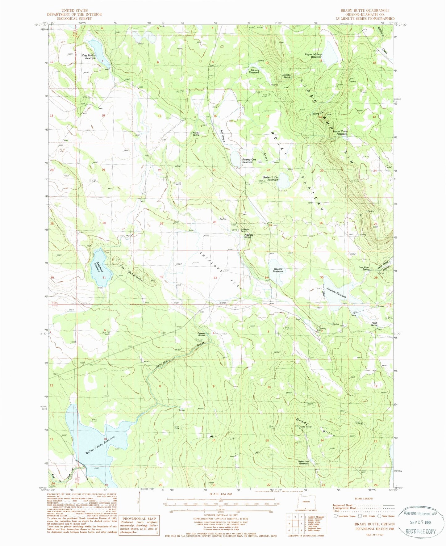 Classic USGS Brady Butte Oregon 7.5'x7.5' Topo Map Image