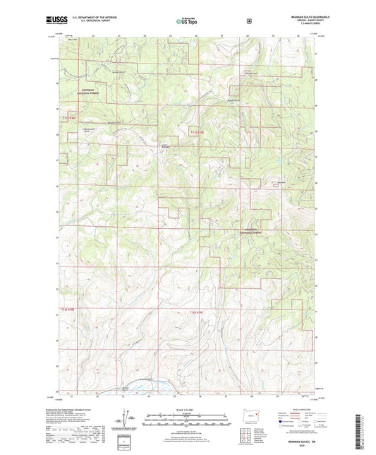 Brannan Gulch Oregon US Topo Map Image