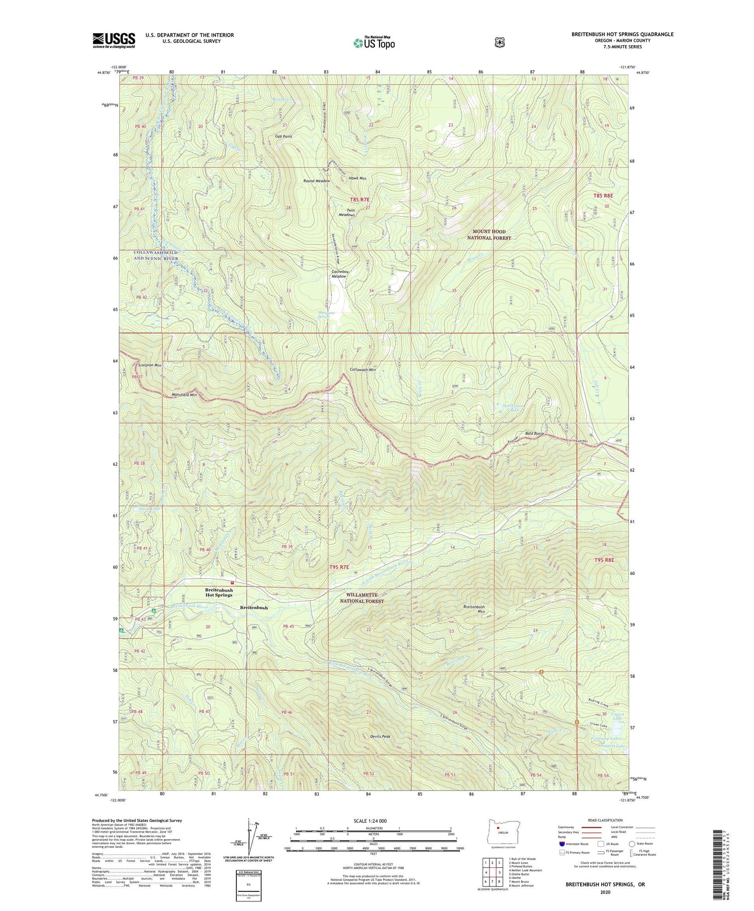 Breitenbush Hot Springs Oregon US Topo Map Image