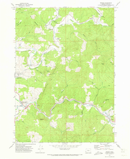 Classic USGS Bridge Oregon 7.5'x7.5' Topo Map Image