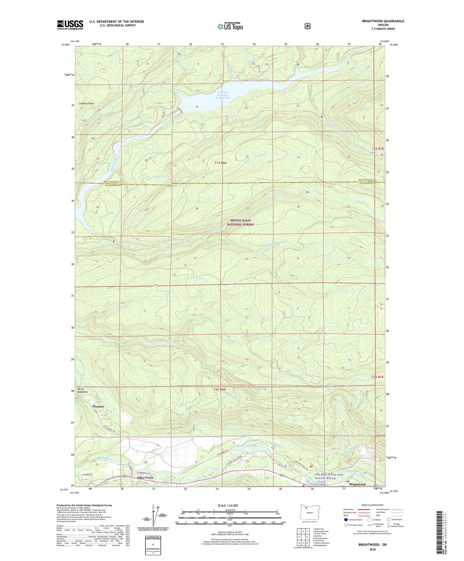 Brightwood Oregon US Topo Map Image