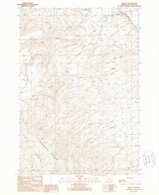 Classic USGS Brogan Oregon 7.5'x7.5' Topo Map Image