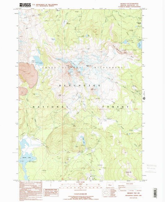 USGS Classic Broken Top Oregon 7.5'x7.5' Topo Map Image