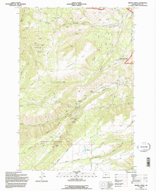 Classic USGS Brown Creek Oregon 7.5'x7.5' Topo Map Image