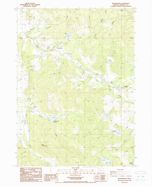 Classic USGS Brownsboro Oregon 7.5'x7.5' Topo Map Image