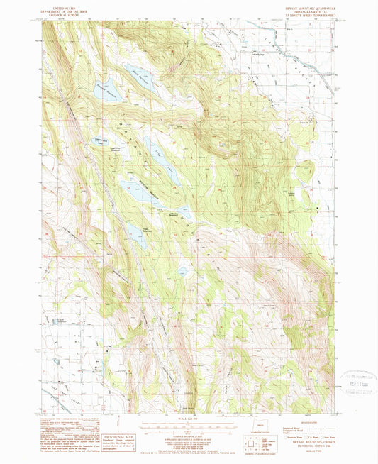 Classic USGS Bryant Mountain Oregon 7.5'x7.5' Topo Map Image
