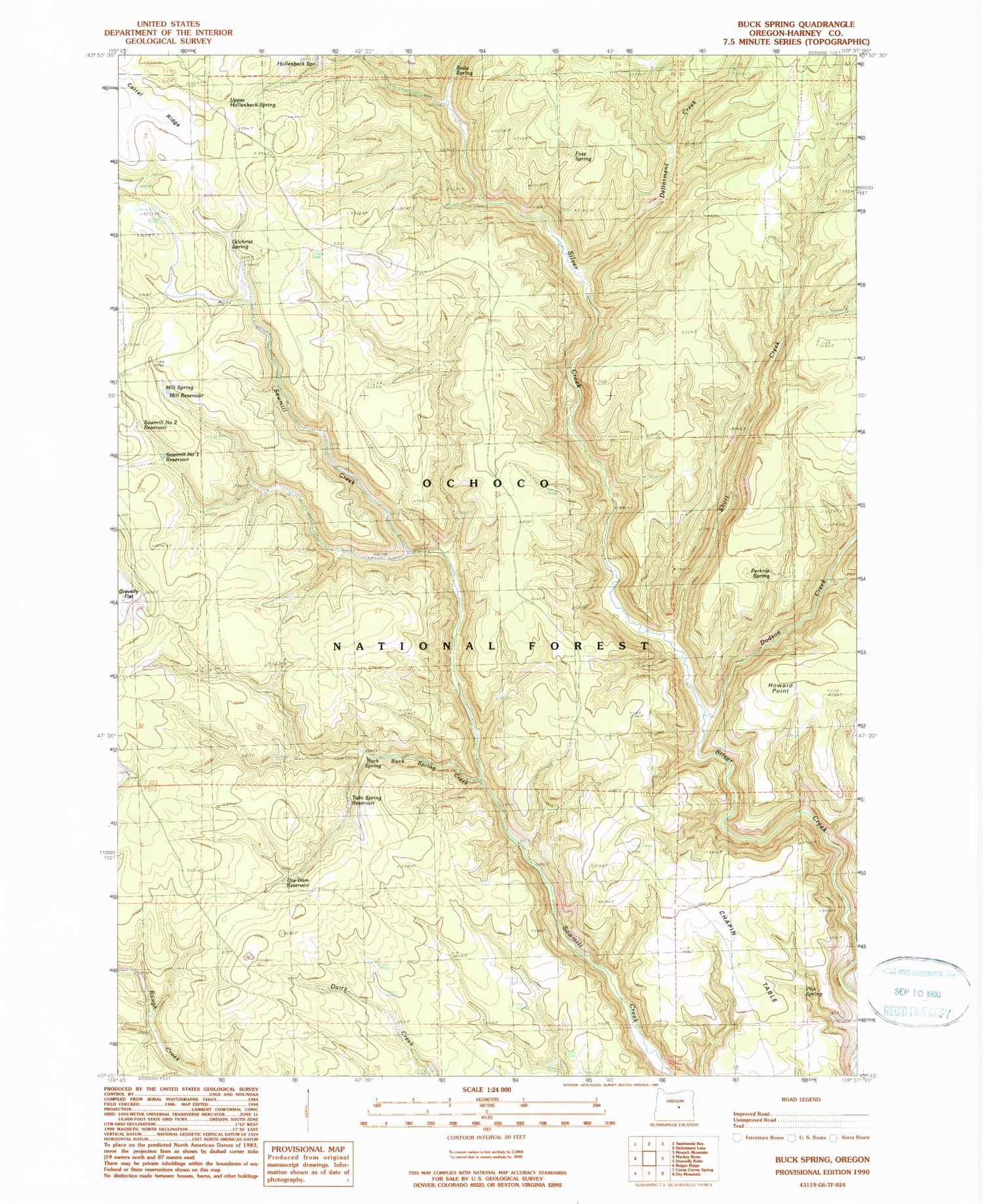 Classic USGS Buck Spring Oregon 7.5'x7.5' Topo Map Image