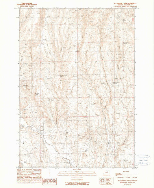 Classic USGS Buckbrush Creek Oregon 7.5'x7.5' Topo Map Image