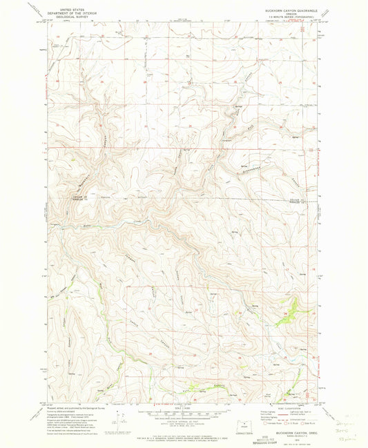 Classic USGS Buckhorn Canyon Oregon 7.5'x7.5' Topo Map Image