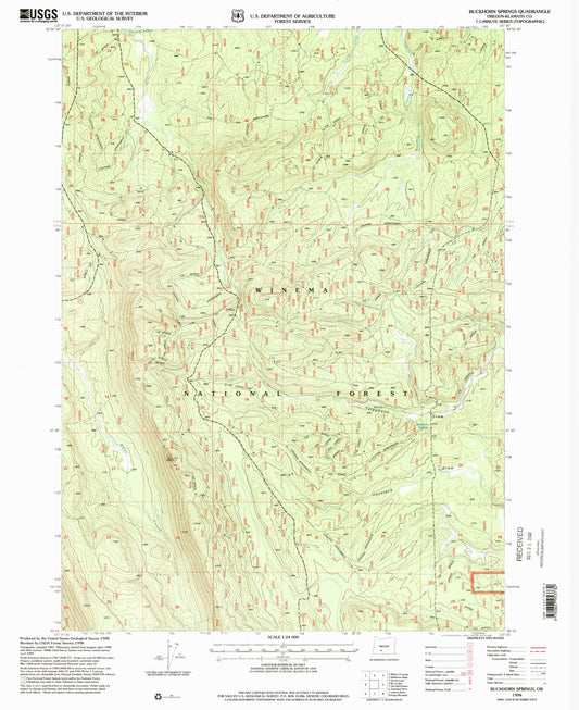 Classic USGS Buckhorn Springs Oregon 7.5'x7.5' Topo Map Image