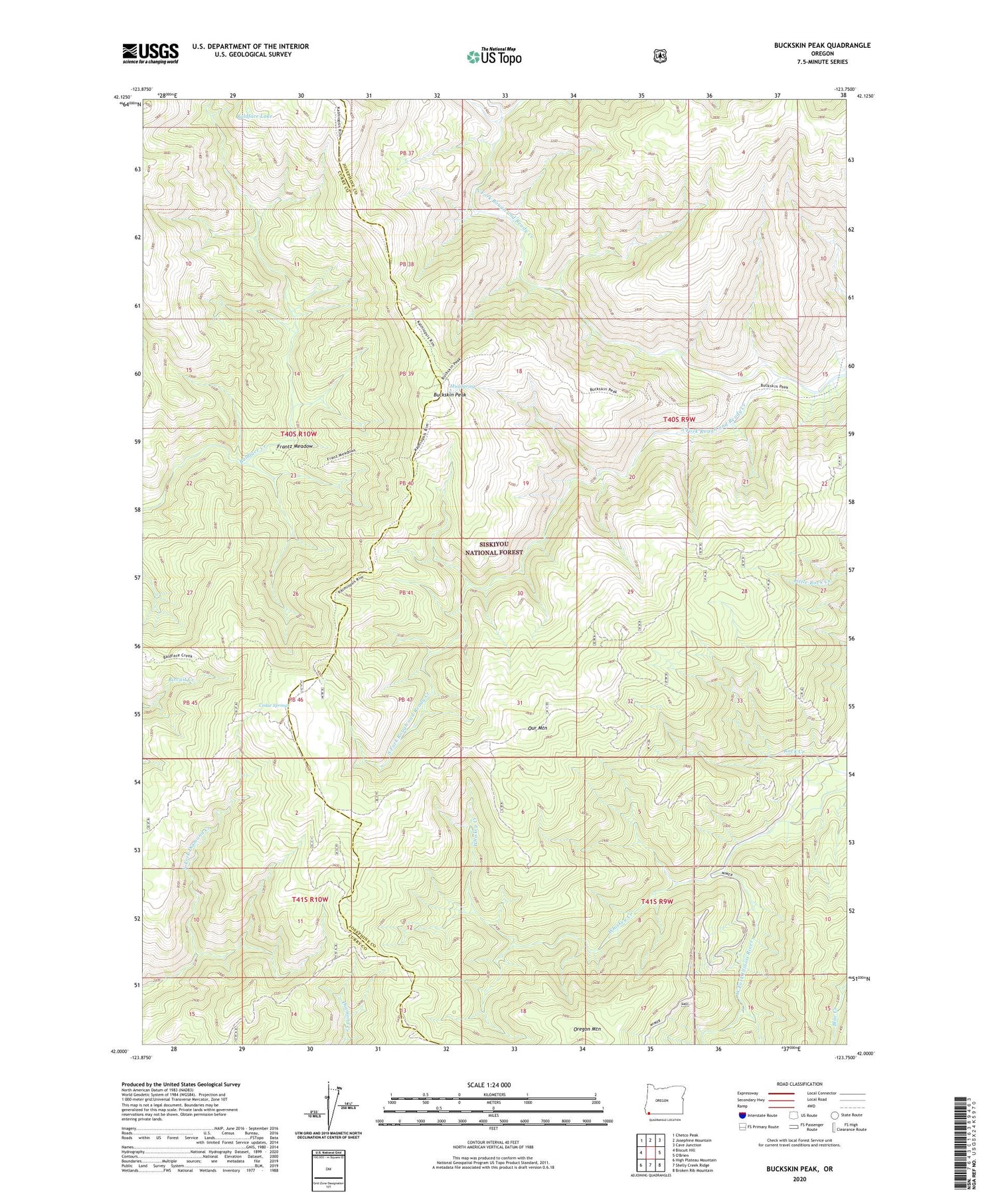 Buckskin Peak Oregon US Topo Map Image