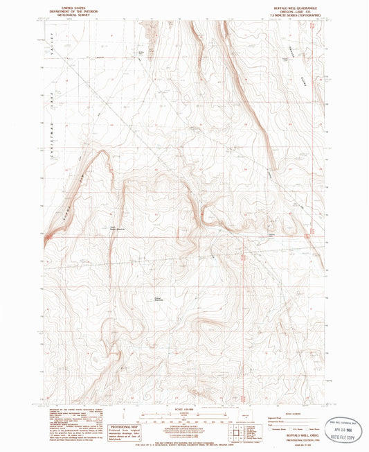 Classic USGS Buffalo Well Oregon 7.5'x7.5' Topo Map Image