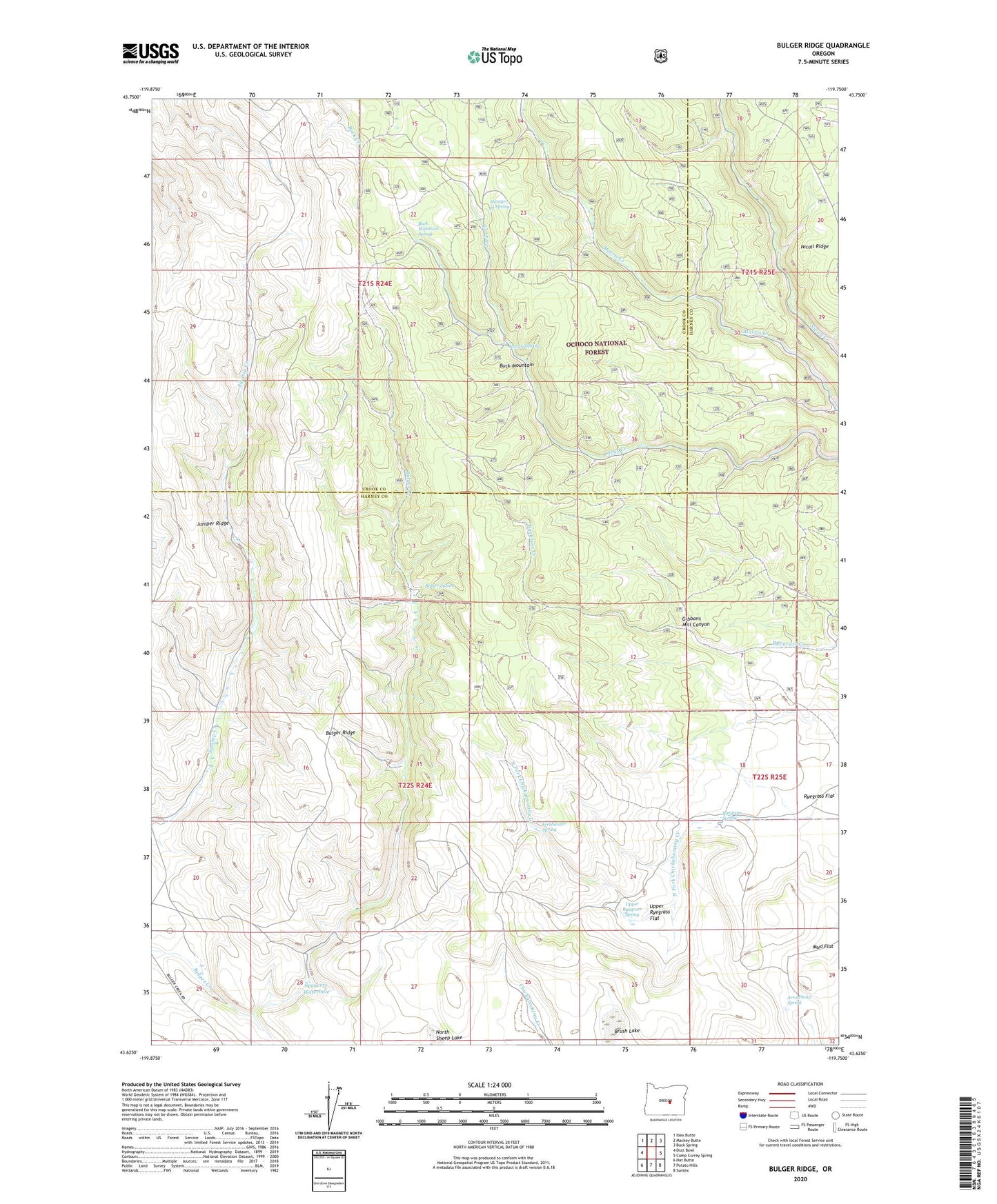 Bulger Ridge Oregon US Topo Map Image