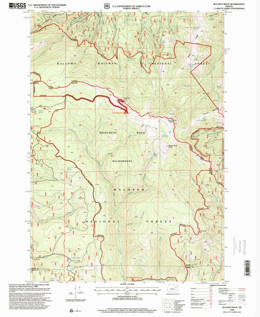 Classic USGS Bullrun Rock Oregon 7.5'x7.5' Topo Map Image